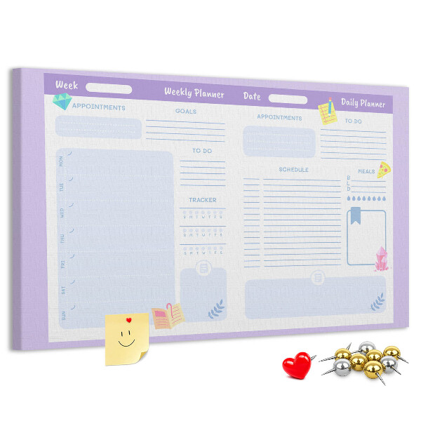 Kurkbord weekplanner met kleurrijke accenten