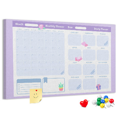 Kurk prikbord jaarplanner in pastelkleuren
