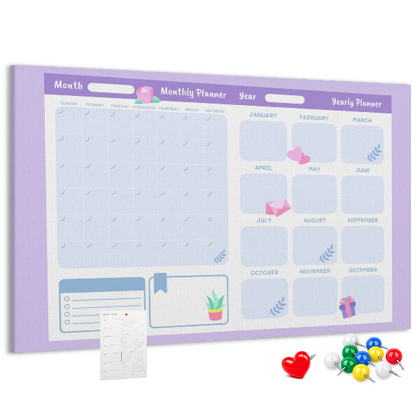 Kurk prikbord jaarplanner in pastelkleuren