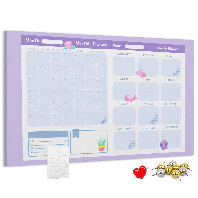Kurk prikbord jaarplanner in pastelkleuren