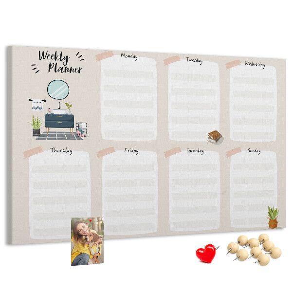Kurkbord weekplanner met een minimalistisch design