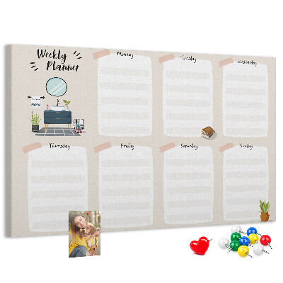 Kurkbord weekplanner met een minimalistisch design