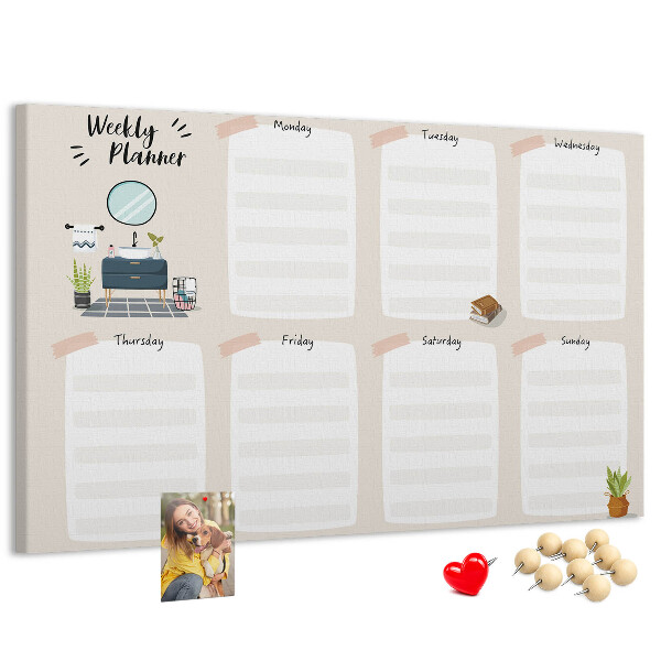 Kurkbord weekplanner met een minimalistisch design