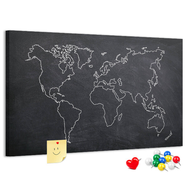 met een wereldkaart op een schoolbordachtergrond