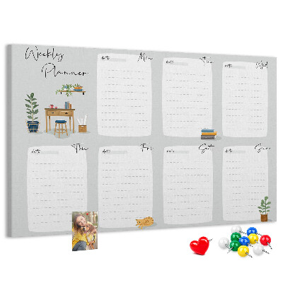 Prikbord weekplanner met plantenaccenten