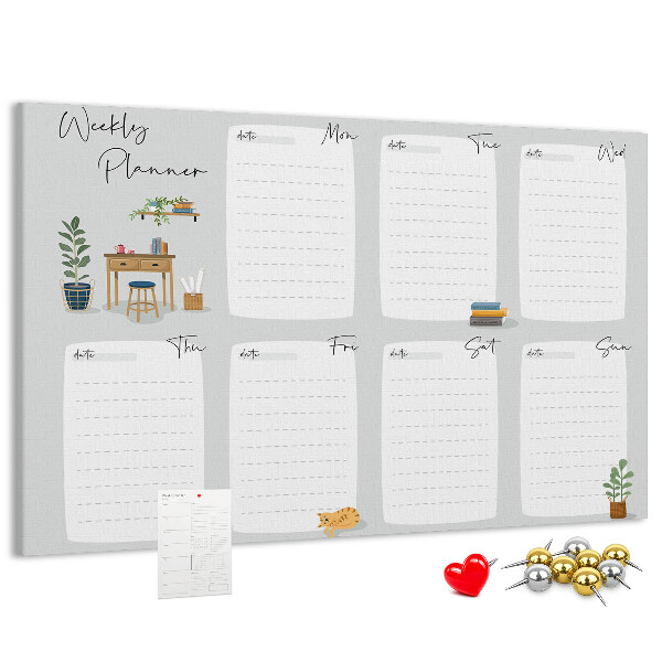 Prikbord weekplanner met plantenaccenten