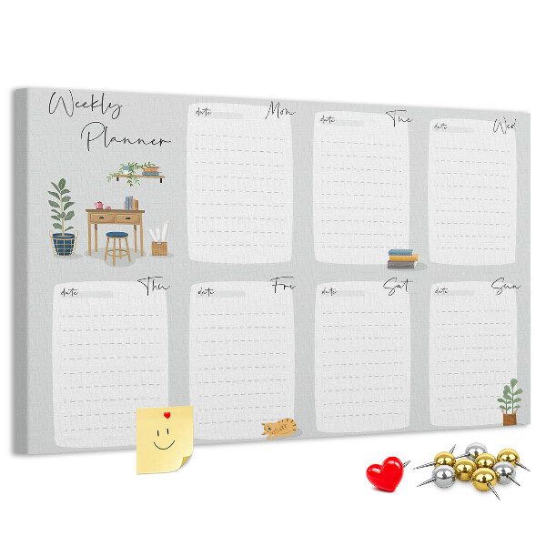 Prikbord weekplanner met plantenaccenten