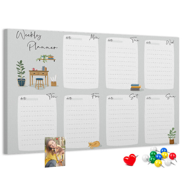 Prikbord weekplanner met plantenaccenten
