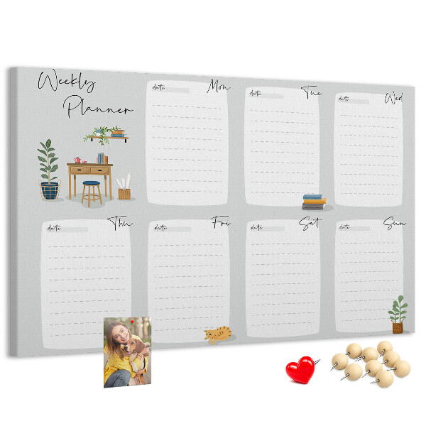 Prikbord weekplanner met plantenaccenten
