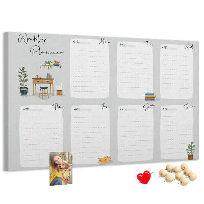 Prikbord weekplanner met plantenaccenten