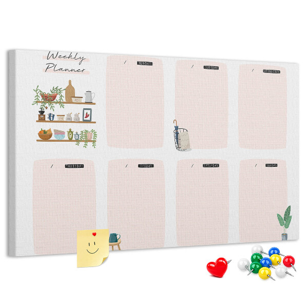 Kurkbord weekplanner met plantenaccenten