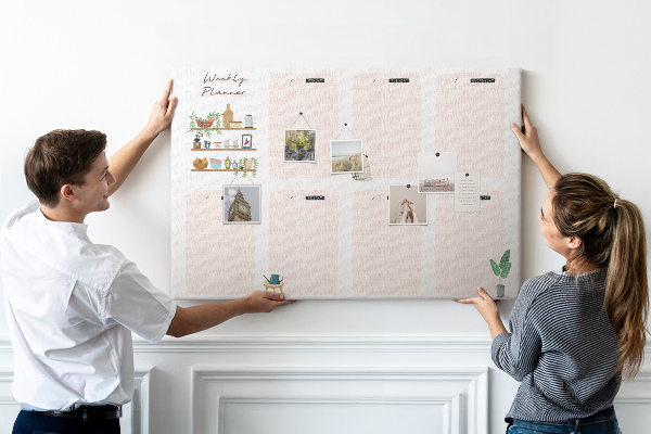 Kurkbord weekplanner met plantenaccenten