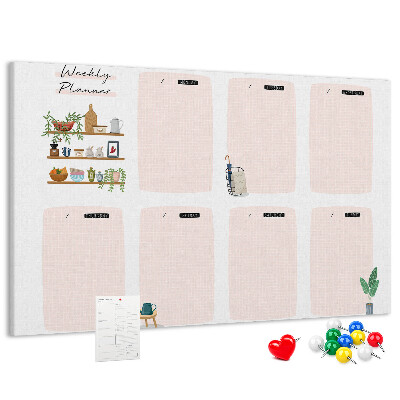 Kurkbord weekplanner met plantenaccenten