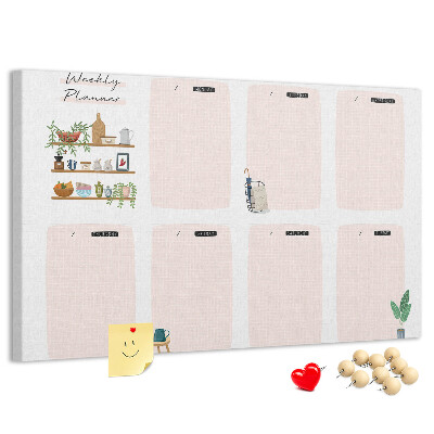 Kurkbord weekplanner met plantenaccenten