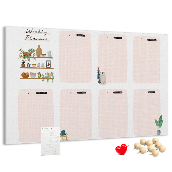 Kurkbord weekplanner met plantenaccenten