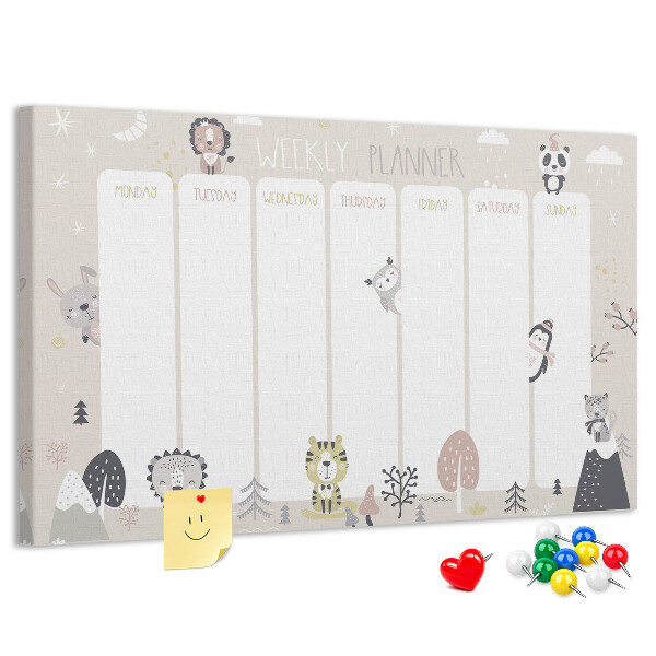 Weekplanner met bosdieren