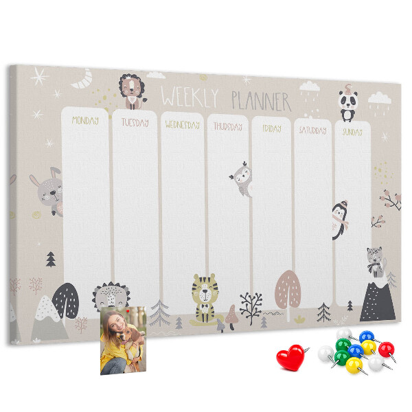 Weekplanner met bosdieren