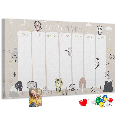 Weekplanner met bosdieren