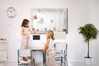 Kurkbord met bosdieren op de weekplanner
