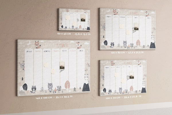 Kurkbord met bosdieren op de weekplanner