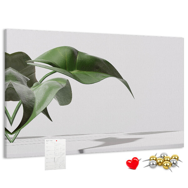 Kurkbord fijne blaadjes op een minimalistische achtergrond