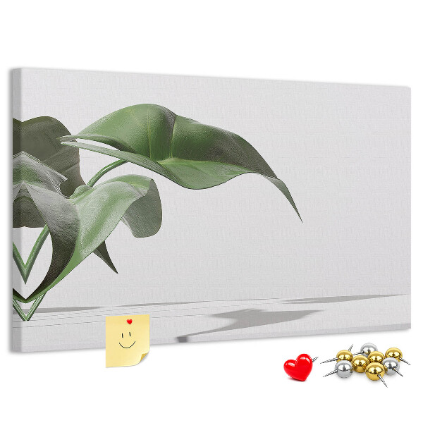 Kurkbord fijne blaadjes op een minimalistische achtergrond