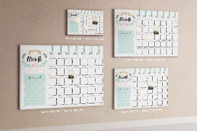 Kurk prikbord maandkalender met ruimte voor notities