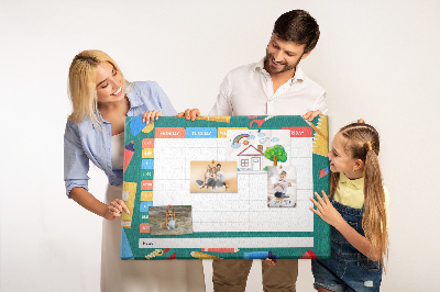 Prikbord creatief weekplan met kleurrijke accenten