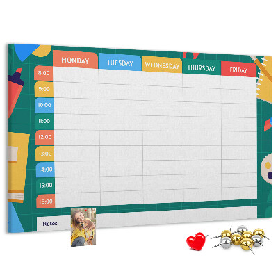 Prikbord creatief weekplan met kleurrijke accenten