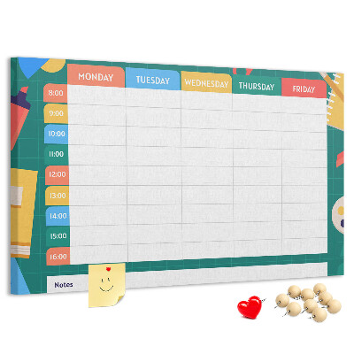 Prikbord creatief weekplan met kleurrijke accenten