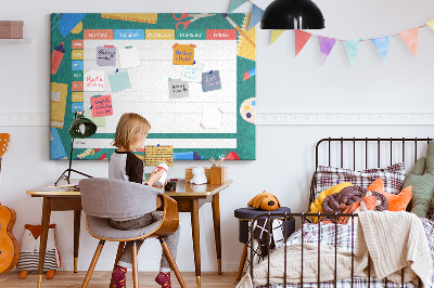 Prikbord creatief weekplan met kleurrijke accenten