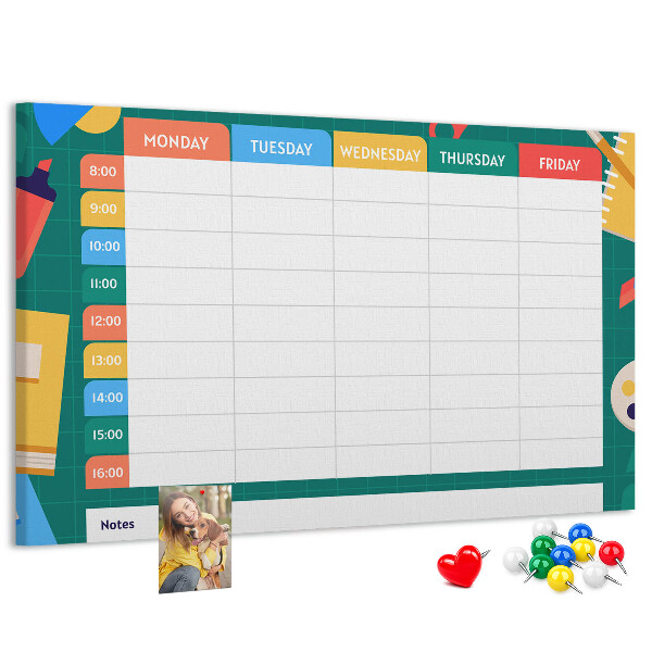 Prikbord creatief weekplan met kleurrijke accenten