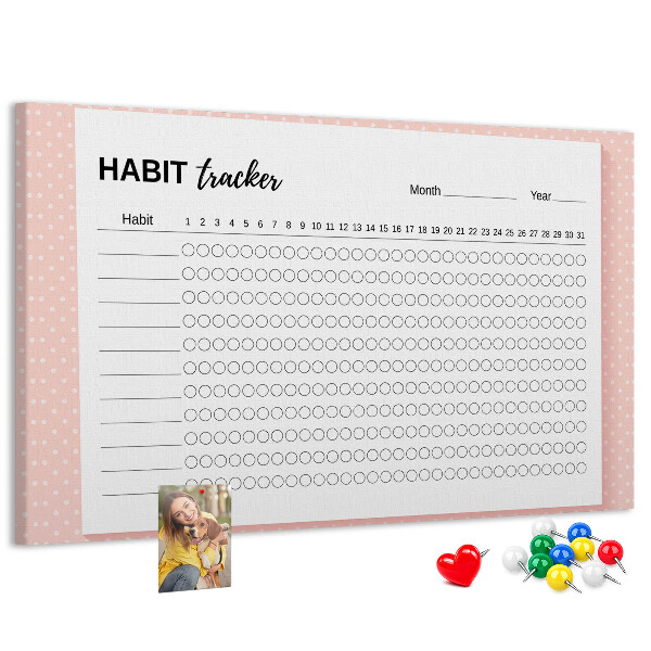 Prikbord met gekleurde achtergronden voor het bijhouden van gewoontes