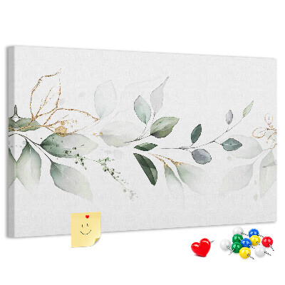Prikbord met fijne blaadjes en gouden accenten