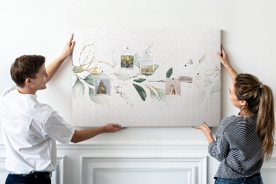 Prikbord met fijne blaadjes en gouden accenten