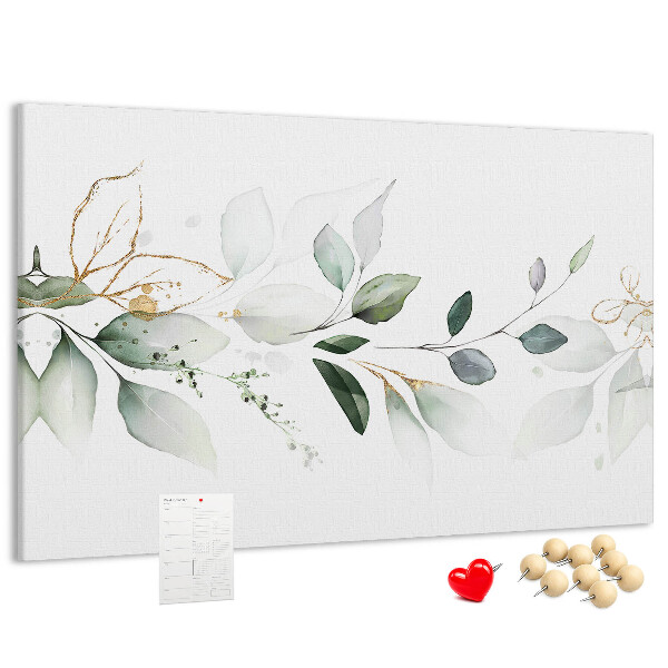 Prikbord met fijne blaadjes en gouden accenten