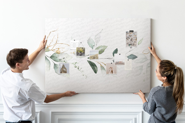 Prikbord met fijne blaadjes en gouden accenten