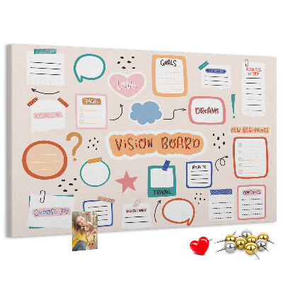 Prikbord kleurrijk droombord met notities