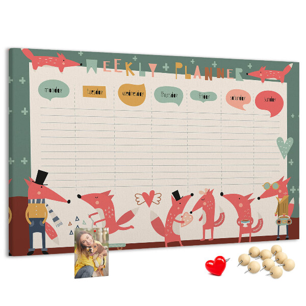 Kurkbord met retro dierenprint weekplanner