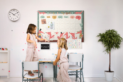 Kurkbord met retro dierenprint weekplanner