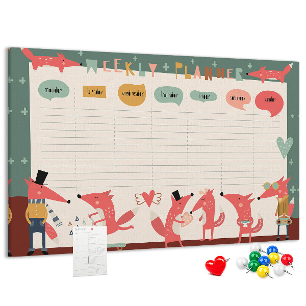 Kurkbord met retro dierenprint weekplanner