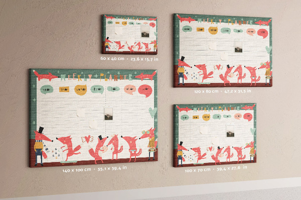 Kurkbord met retro dierenprint weekplanner