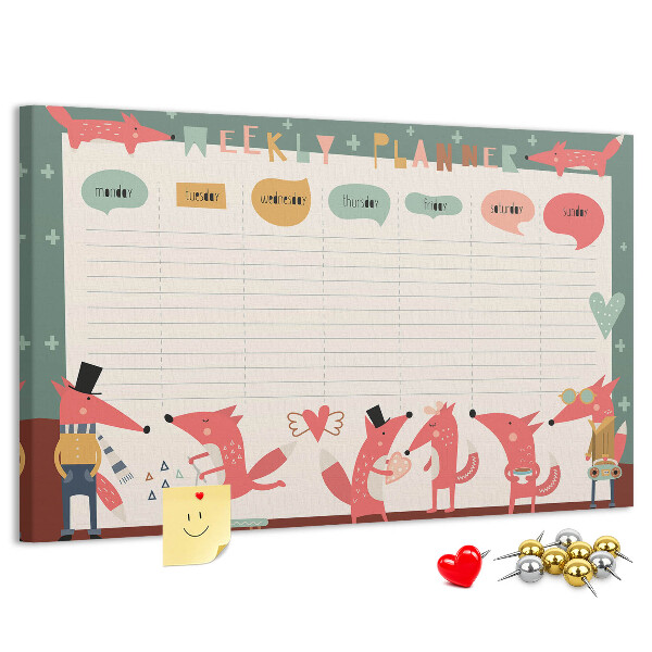 Kurkbord met retro dierenprint weekplanner