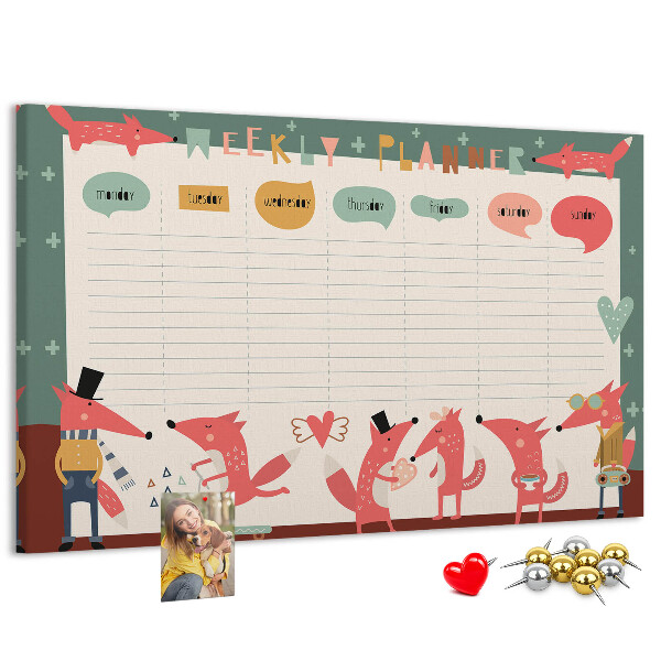 Kurkbord met retro dierenprint weekplanner