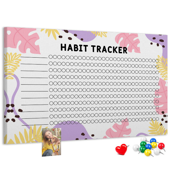 Kurkbord tropisch patroon met bladeren en stippen