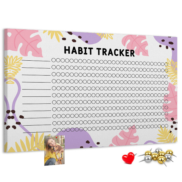 Kurkbord tropisch patroon met bladeren en stippen