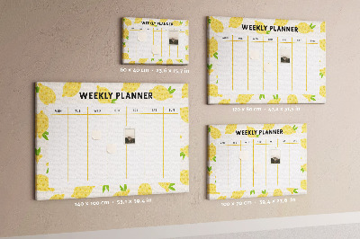 Weekkalender met een citroenmotief en kurk prikbord
