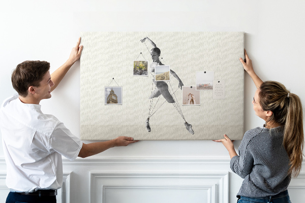Kurkbord dansend silhouet met dunne lijnen