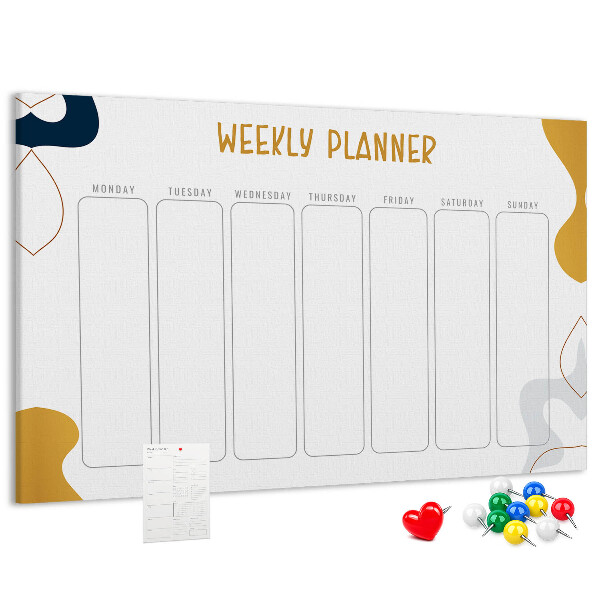 Kurkbord weekplanner met een abstract kleurrijk patroon