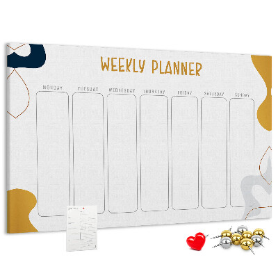 Kurkbord weekplanner met een abstract kleurrijk patroon